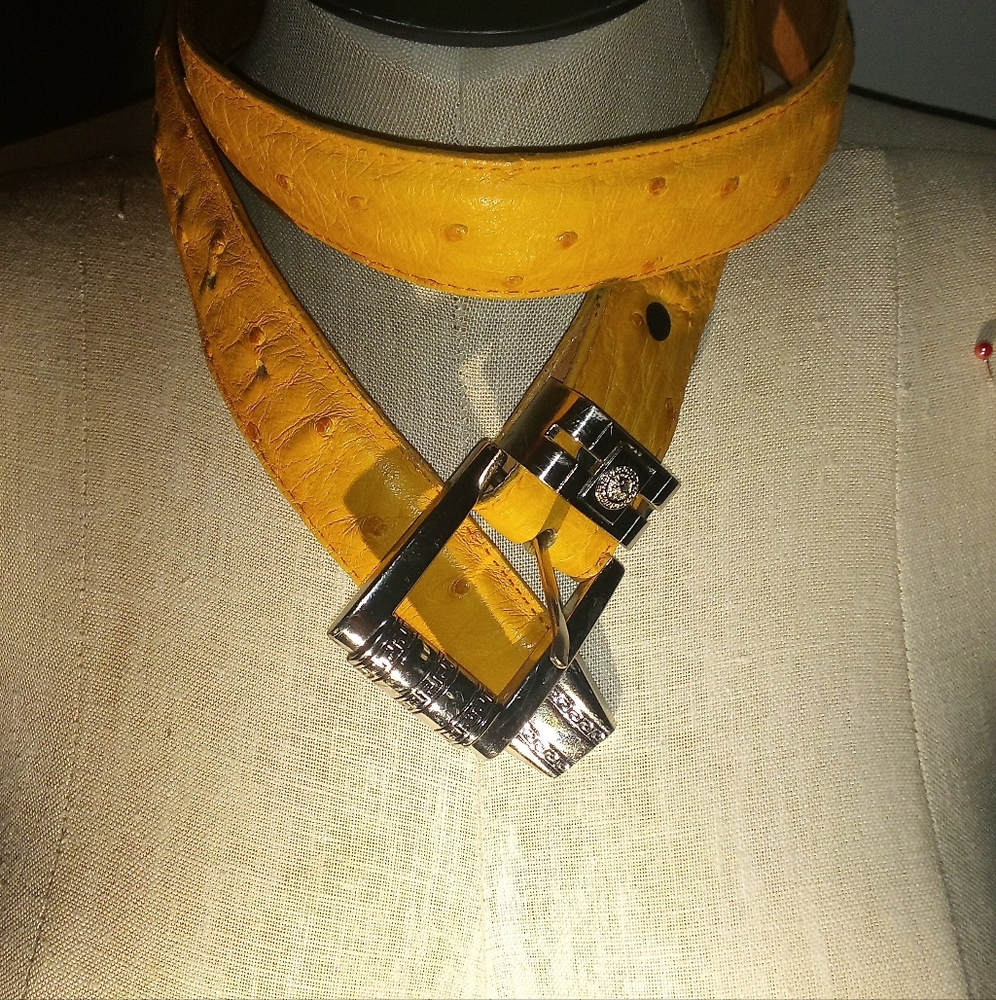 Versace Camel Crocodile Skin Belt